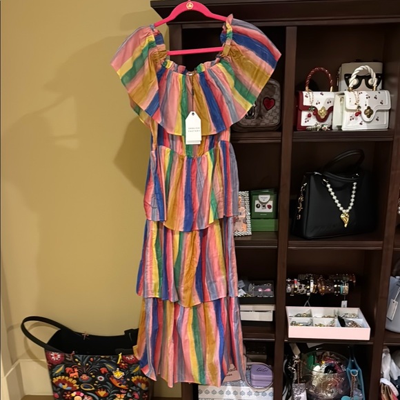 English Factory Pink Yellow Ruffled Tiered Maxi Dress - Picture 2 of 11